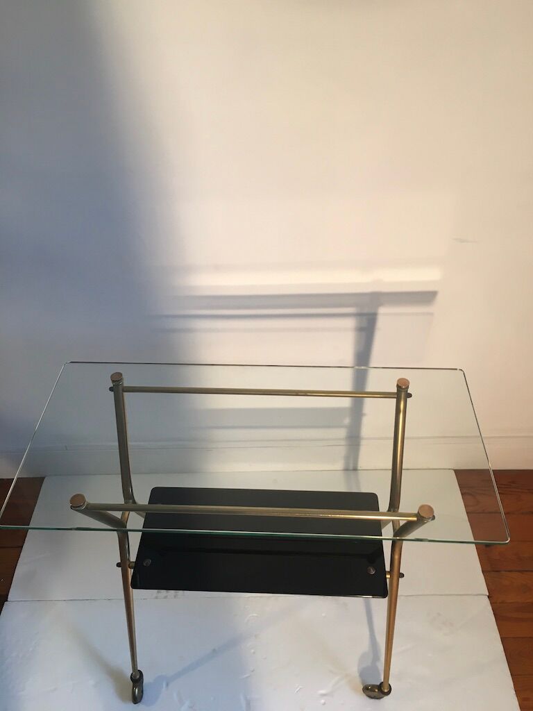 Serving table glass and brass, fifties