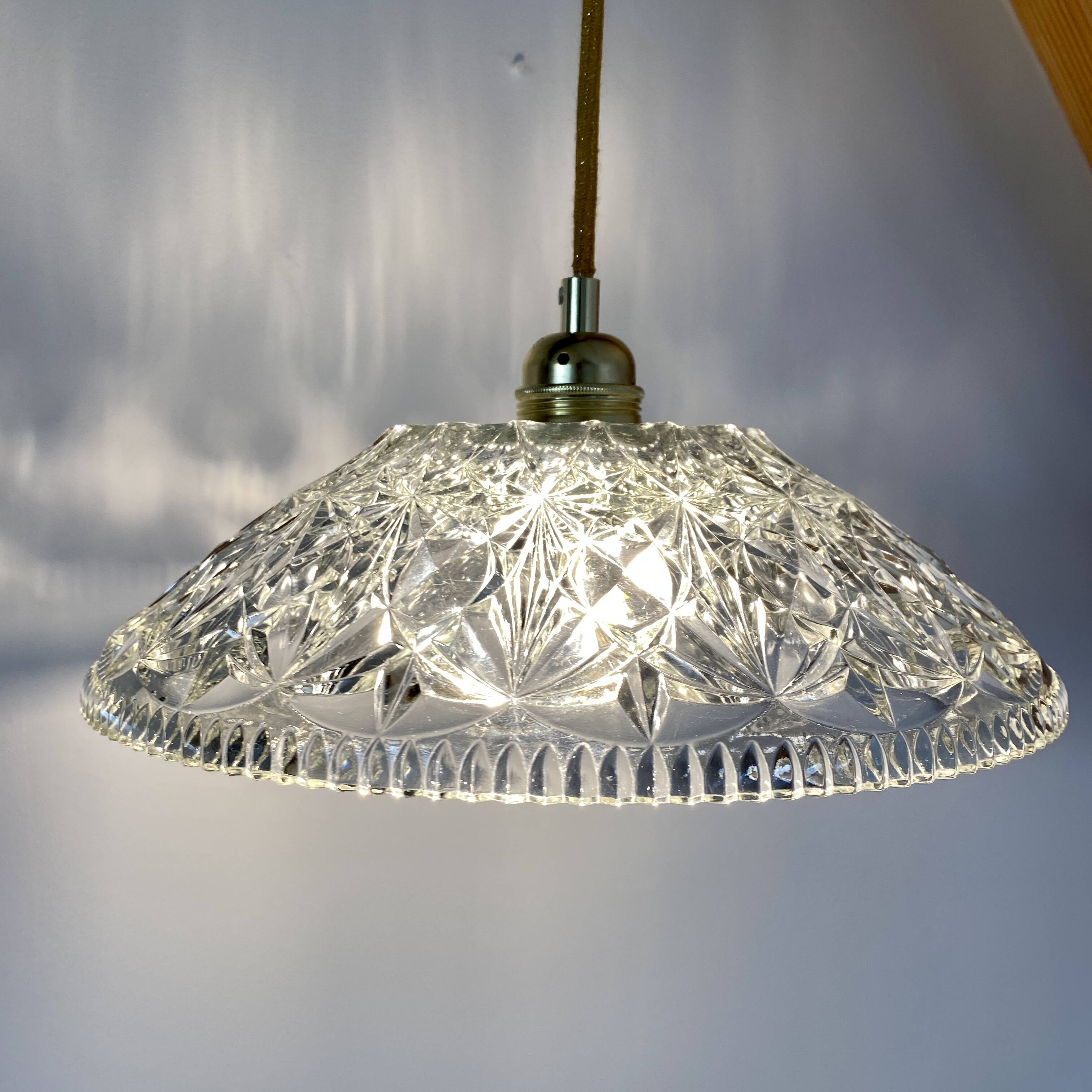 Vintage glass lampshade pendant light - tableware collection -