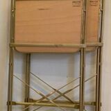 2 metal and red velvet chairs