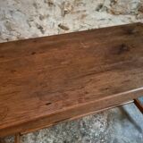 Antique French farmhouse table in oak (1780–1830) – Walnut legs – Rustic provincial dining table