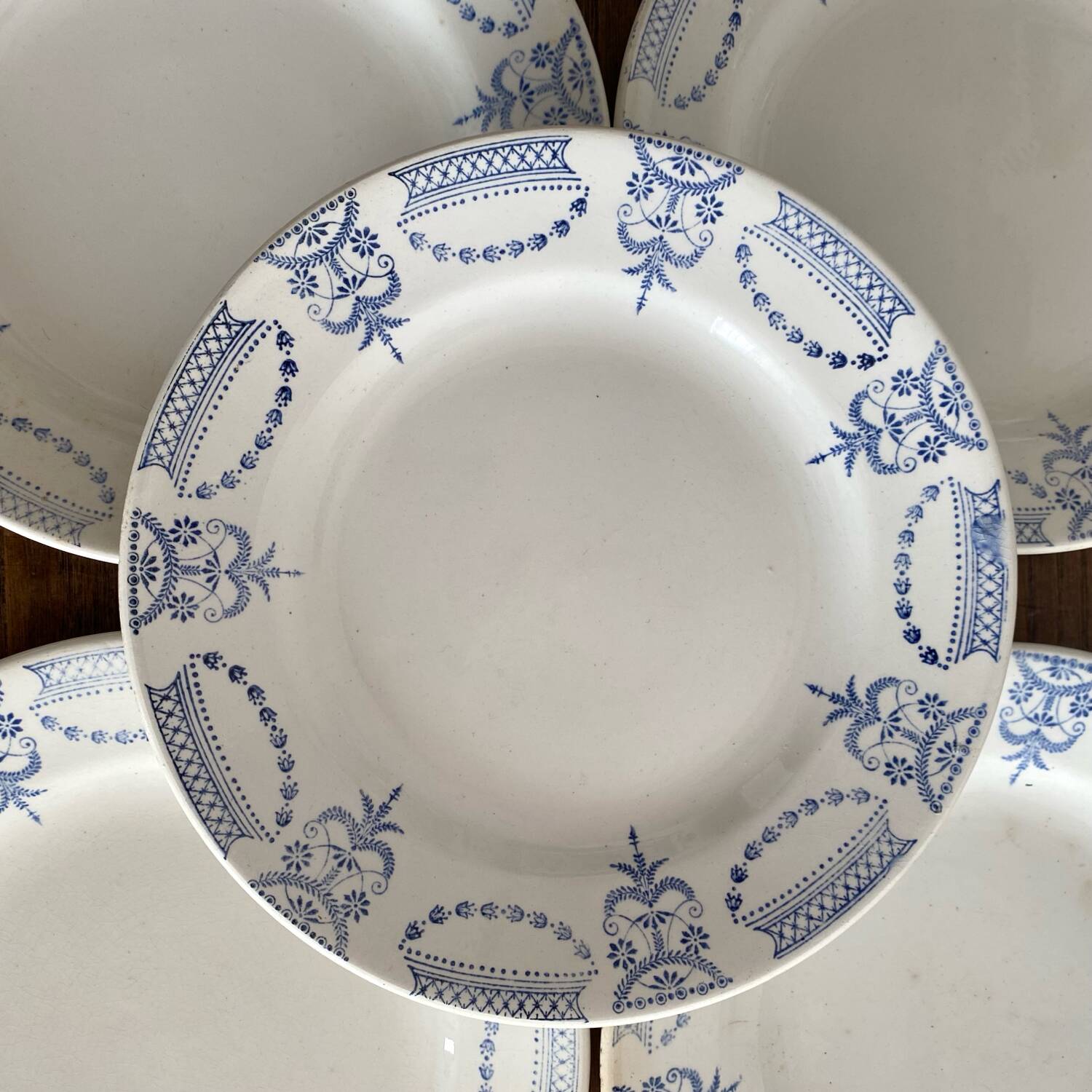 Colonial ironstone dessert plates Moulin des Loups