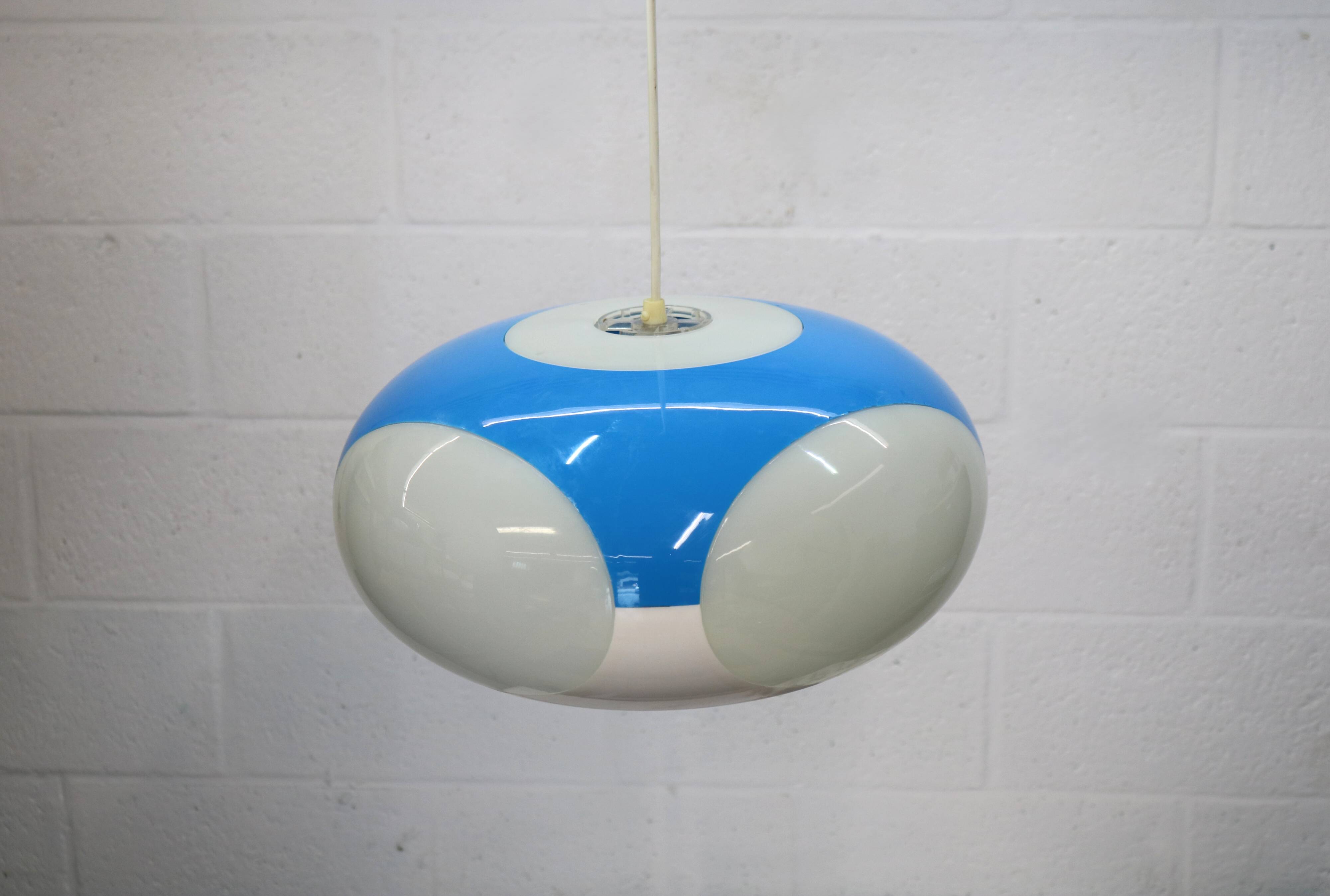 Unique Space age bug eye ufo lamp *** Massive Belgium *** blue and white