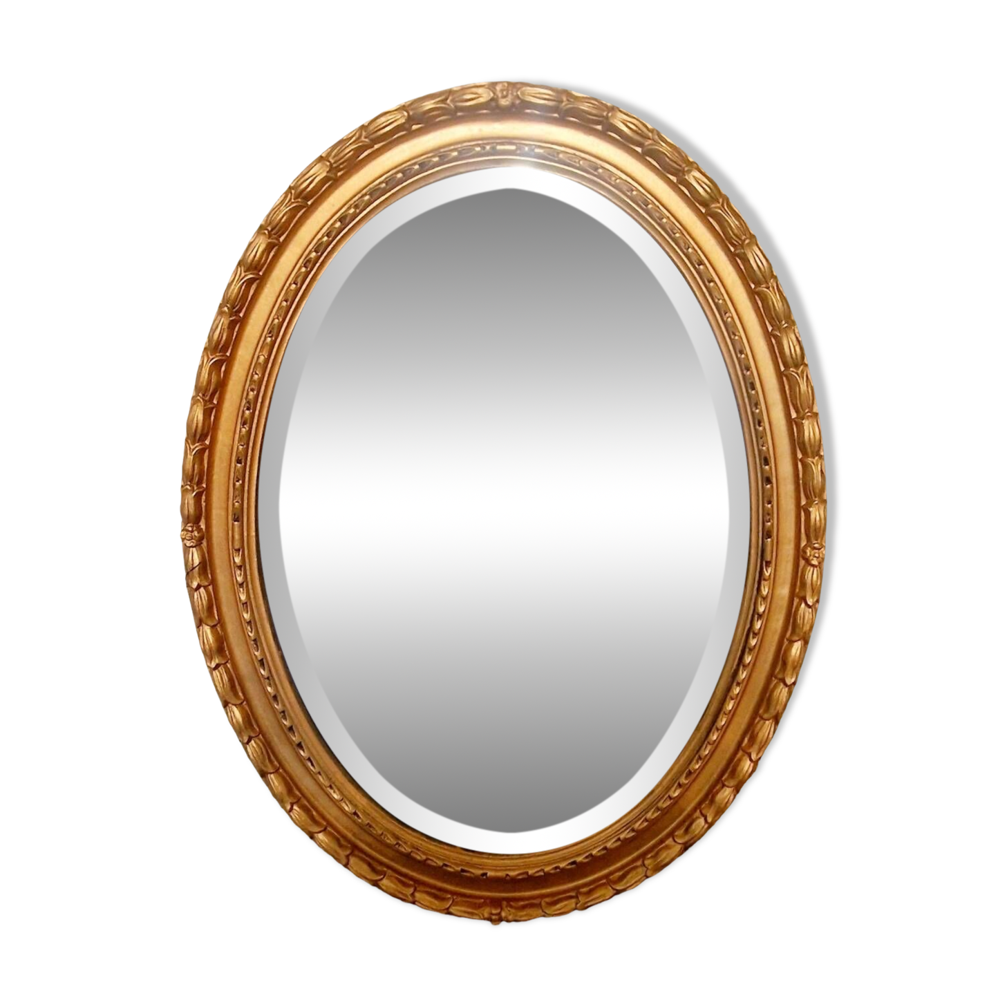 Large oval gold mirror beveled mirror