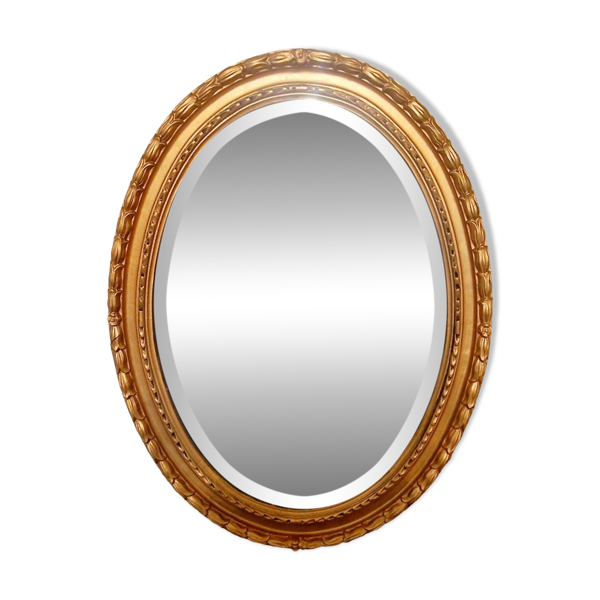 Grand miroir doré ovale miroir biseaute