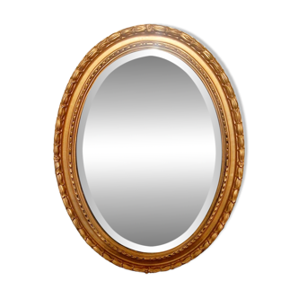 Grand miroir doré ovale miroir biseaute