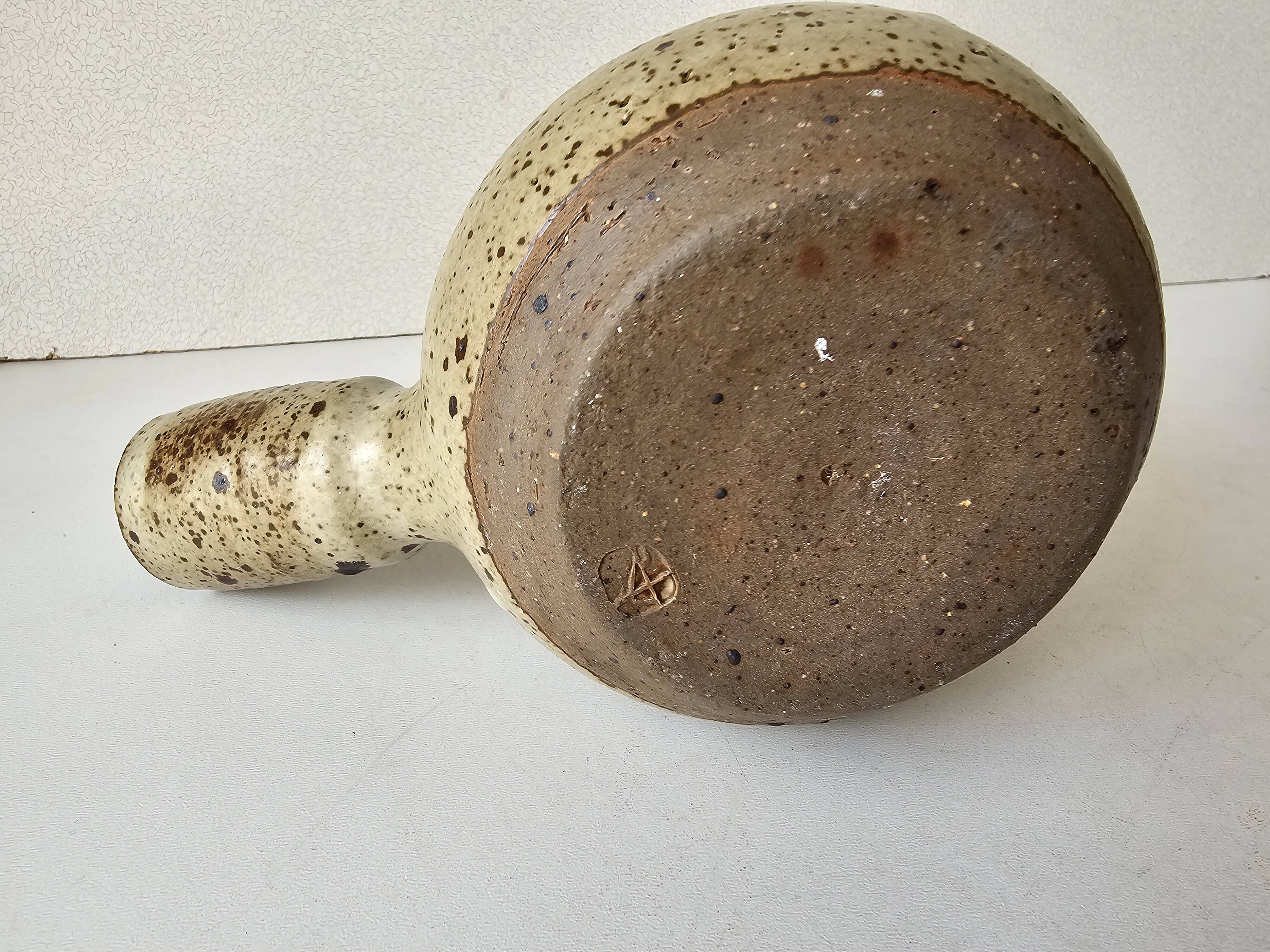 Ceramic stoneware milk jug with spout and signed Corsican pictogram