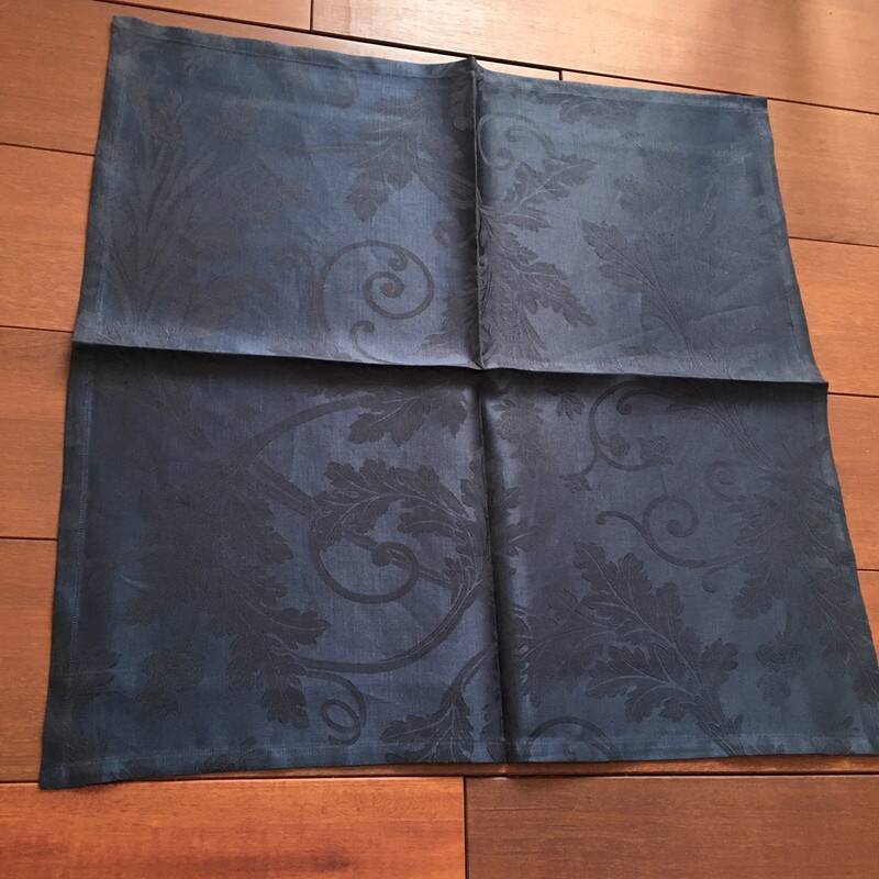 Serviette Christofle "Orangerie" Lin & Coton Bleu Marine