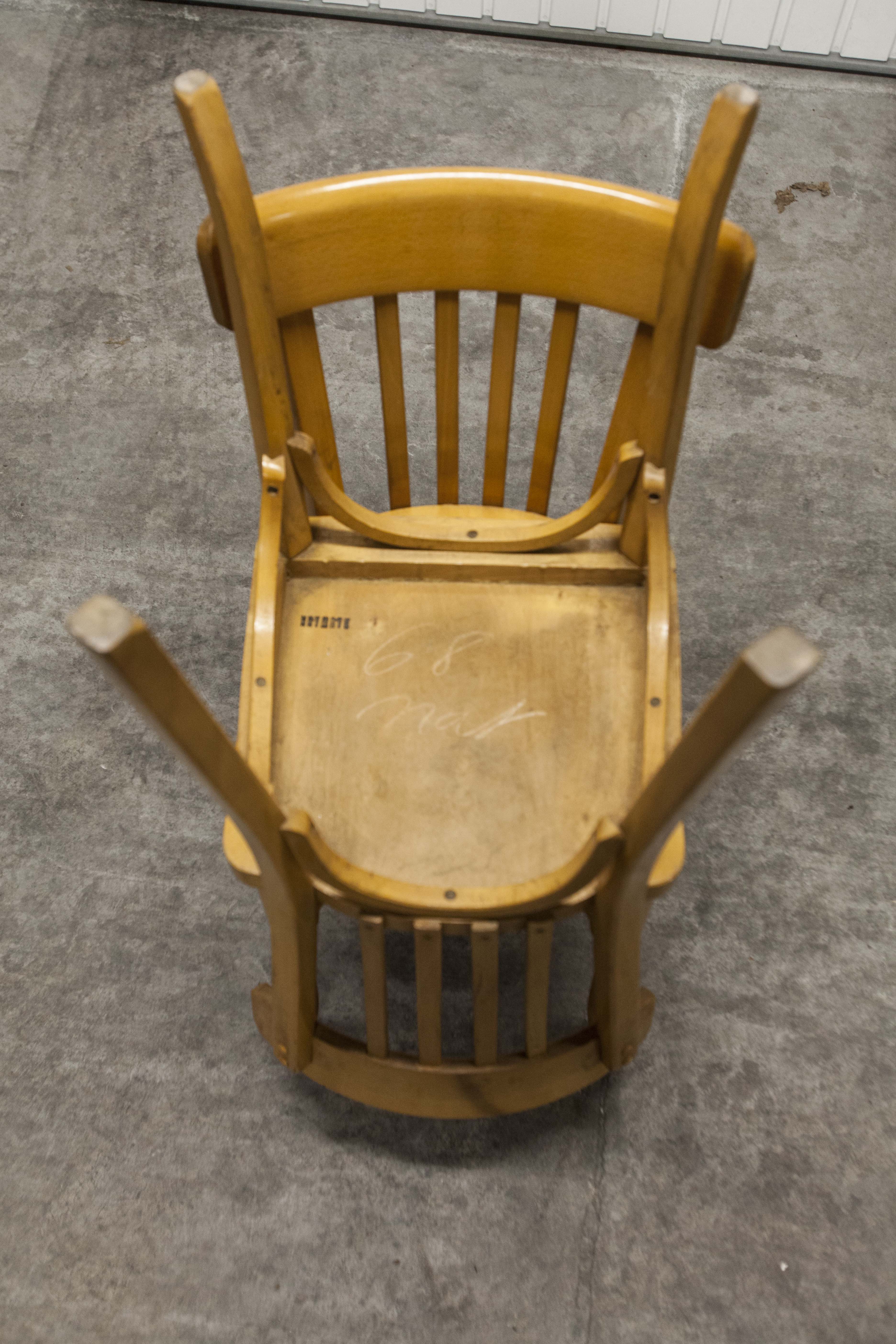 Pair of chairs bistro Baumann 1970s honey color