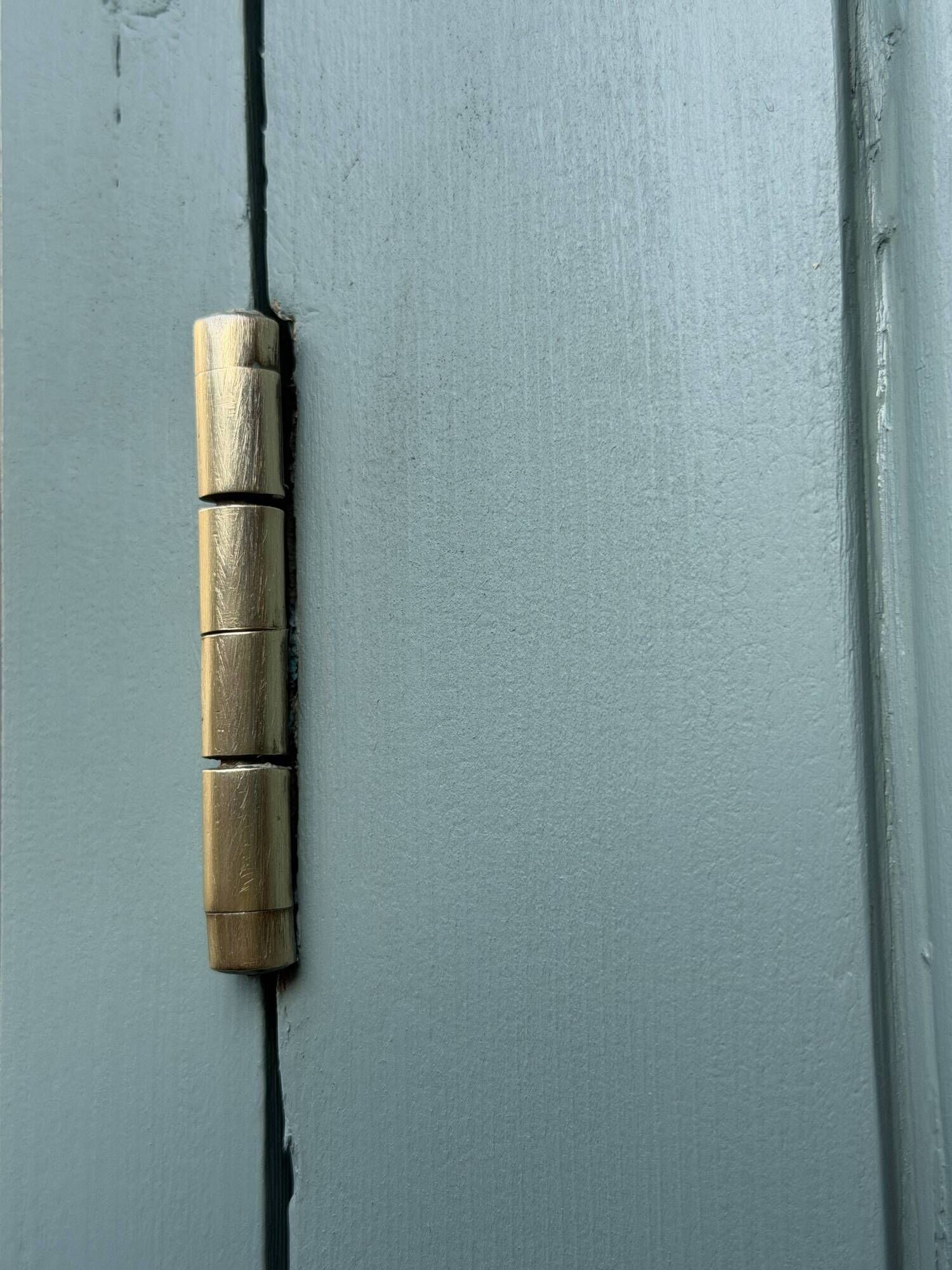 Parisian bonnetière, solid pine, Art Deco, renovated, grey-green.
