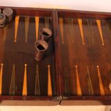 19th century games box in walnut and boxwood