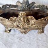 French Art Nouveau bronze planter decorated with a female mermaid