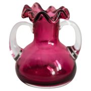 Mini vintage pink vase with frill, Europe, 1960s