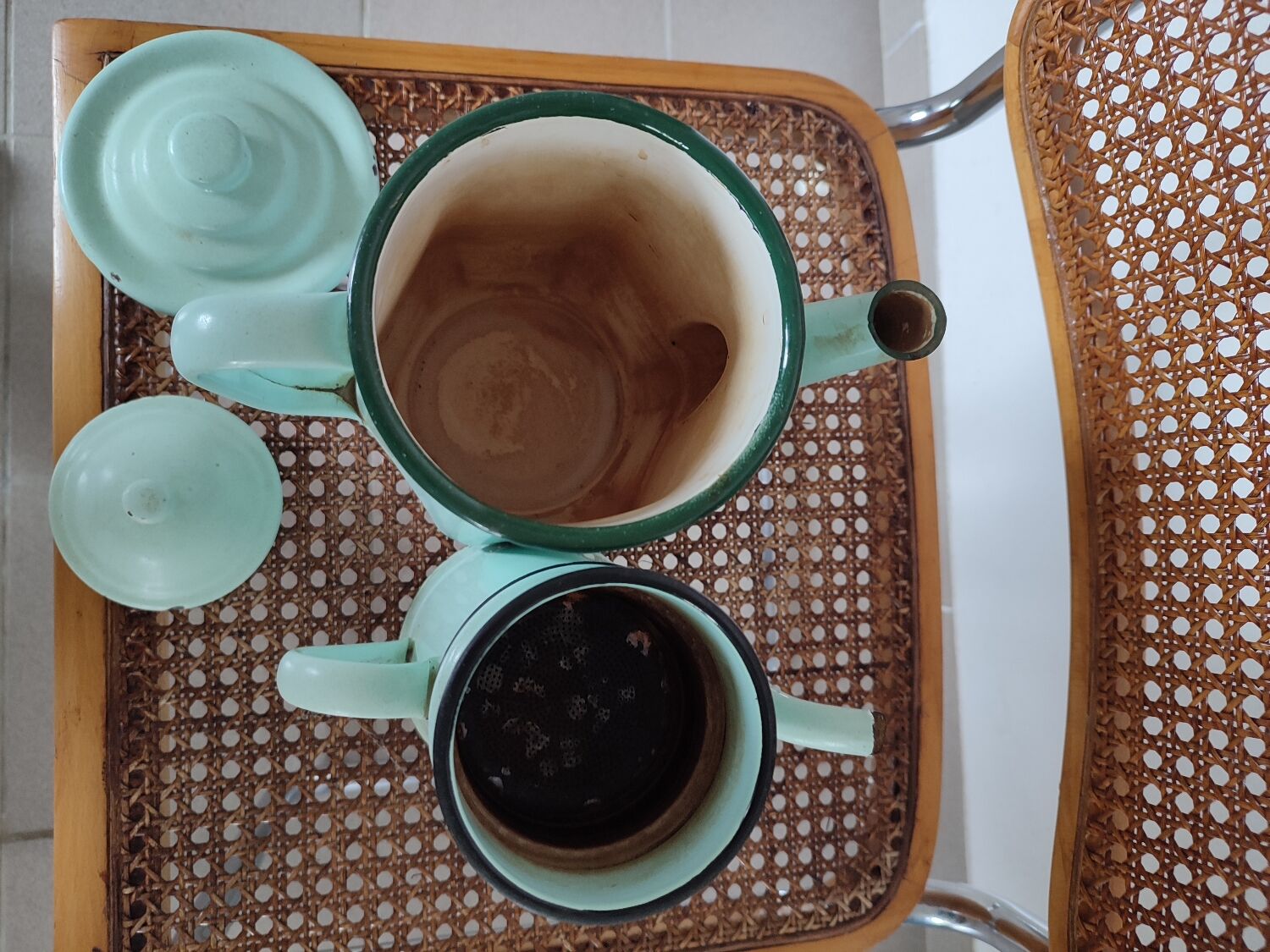 Vintage enamel coffee pots