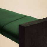 Maërl bench, sepia model, ebonized chestnut and green leather