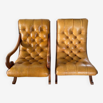 Chesterfield chair and armchair