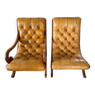 Chesterfield chair and armchair