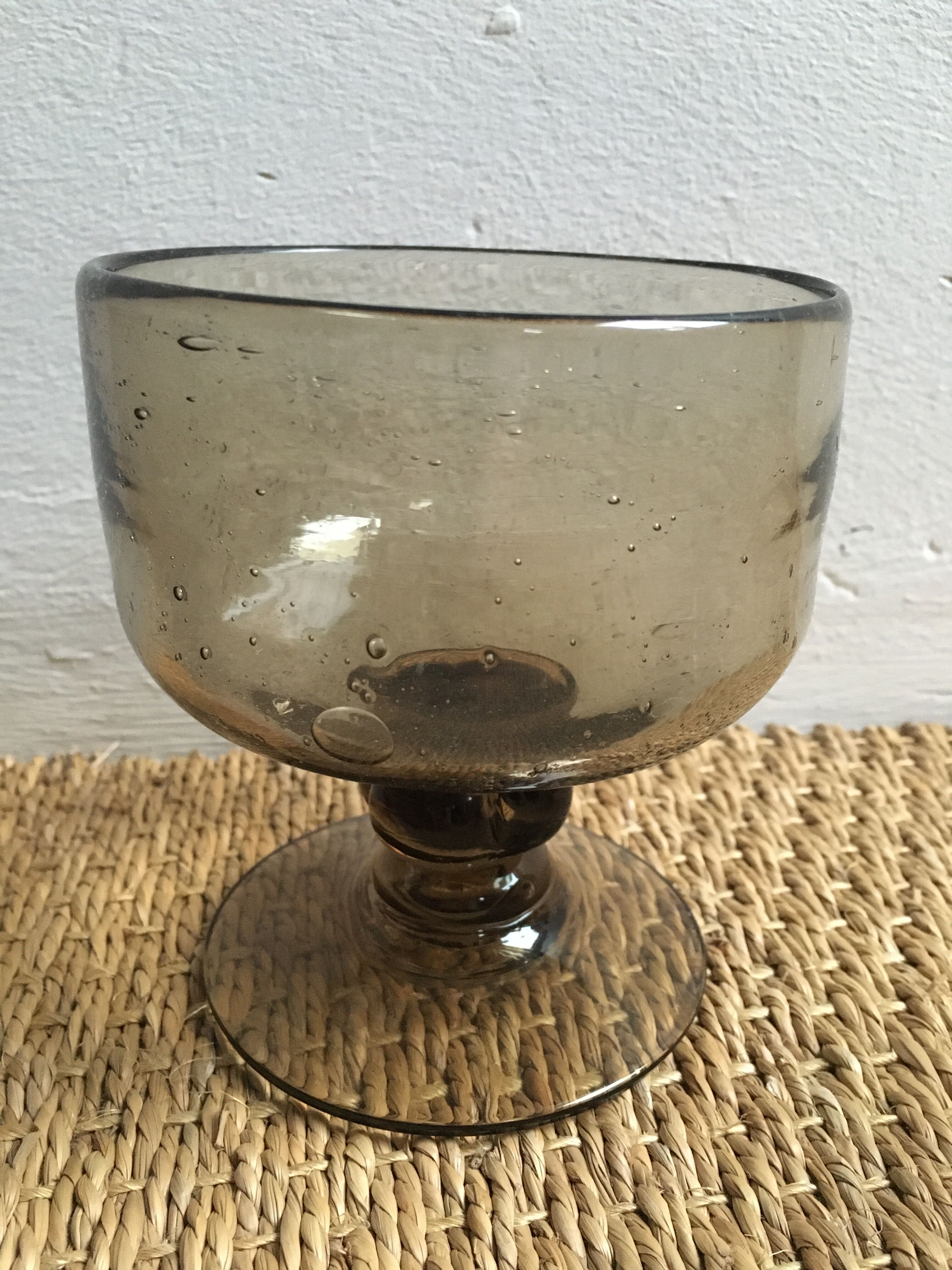 Lot de 6 verres coupes à pied vintage en verre bulle année 70