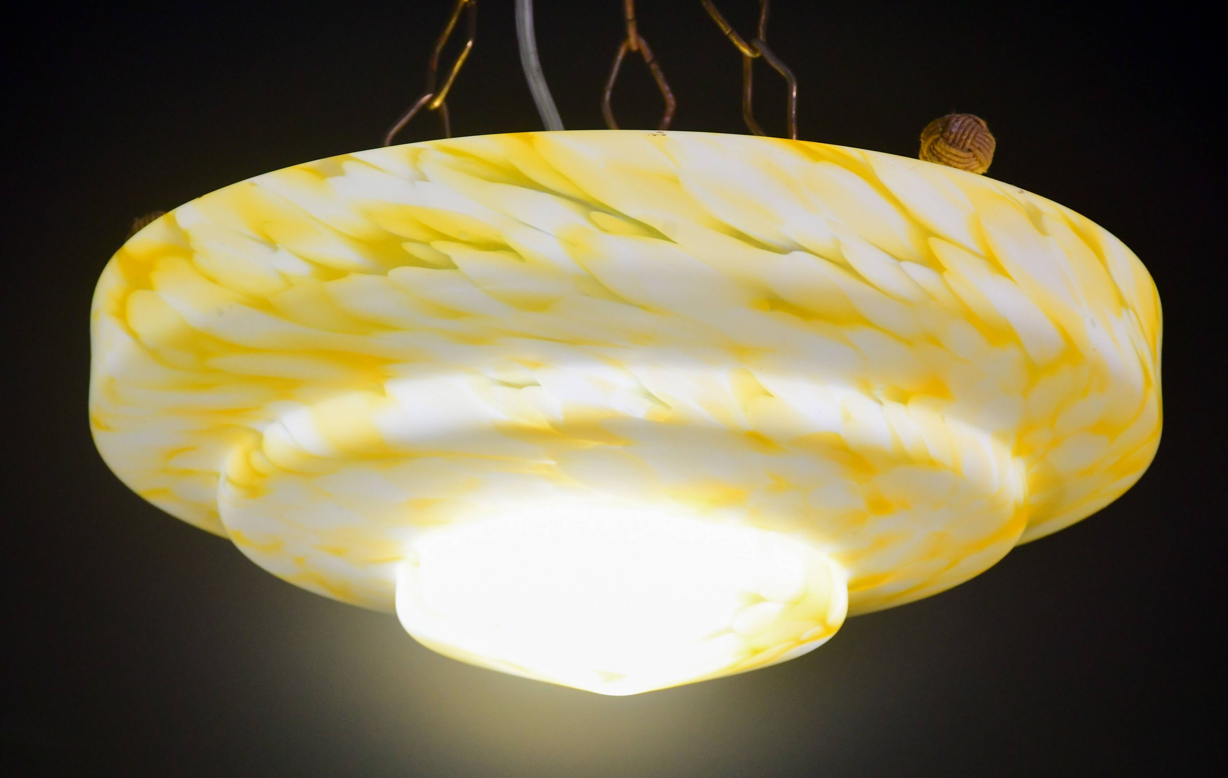 Art Deco yellow Murano glass pendant, 1950