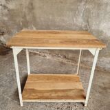 Industrial table side table iron with oak