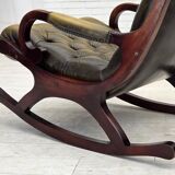 1950s, Chesterfield rocking chair, furniture leather, teak wood.
