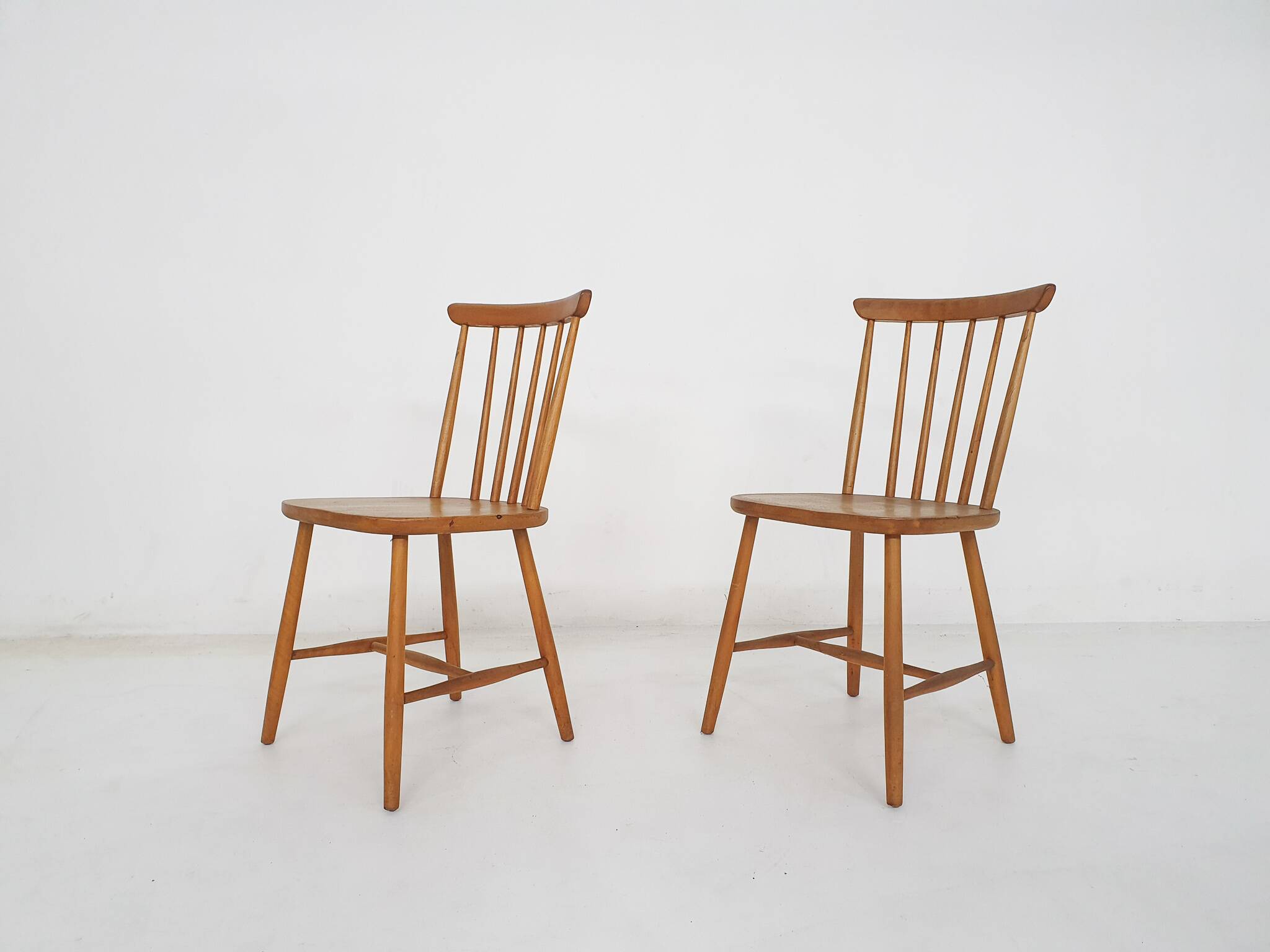 Set of two spindle back chairs, The Netherlands 1950's