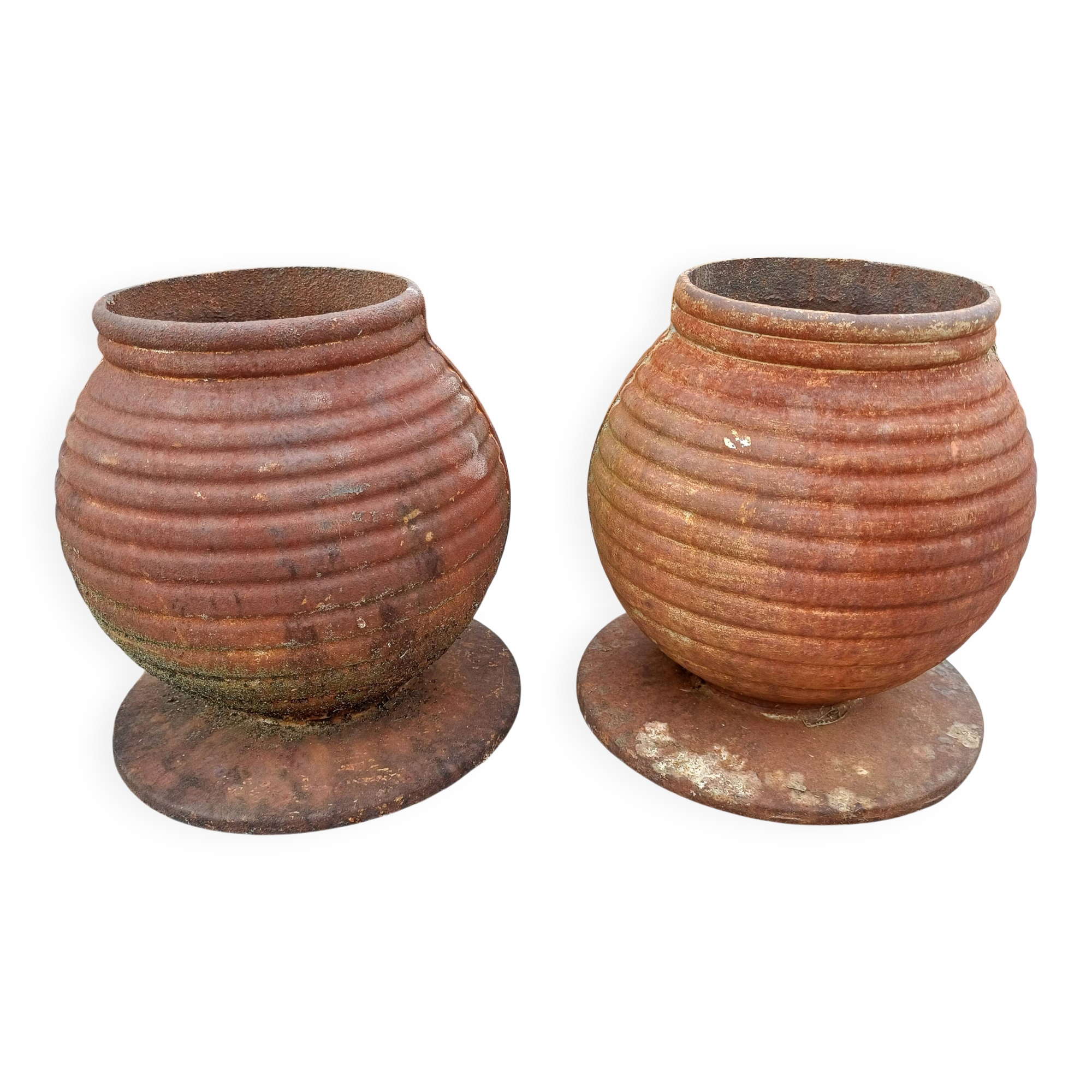 Pair of Cast Iron Vases 1900 from Charleville-Mézières