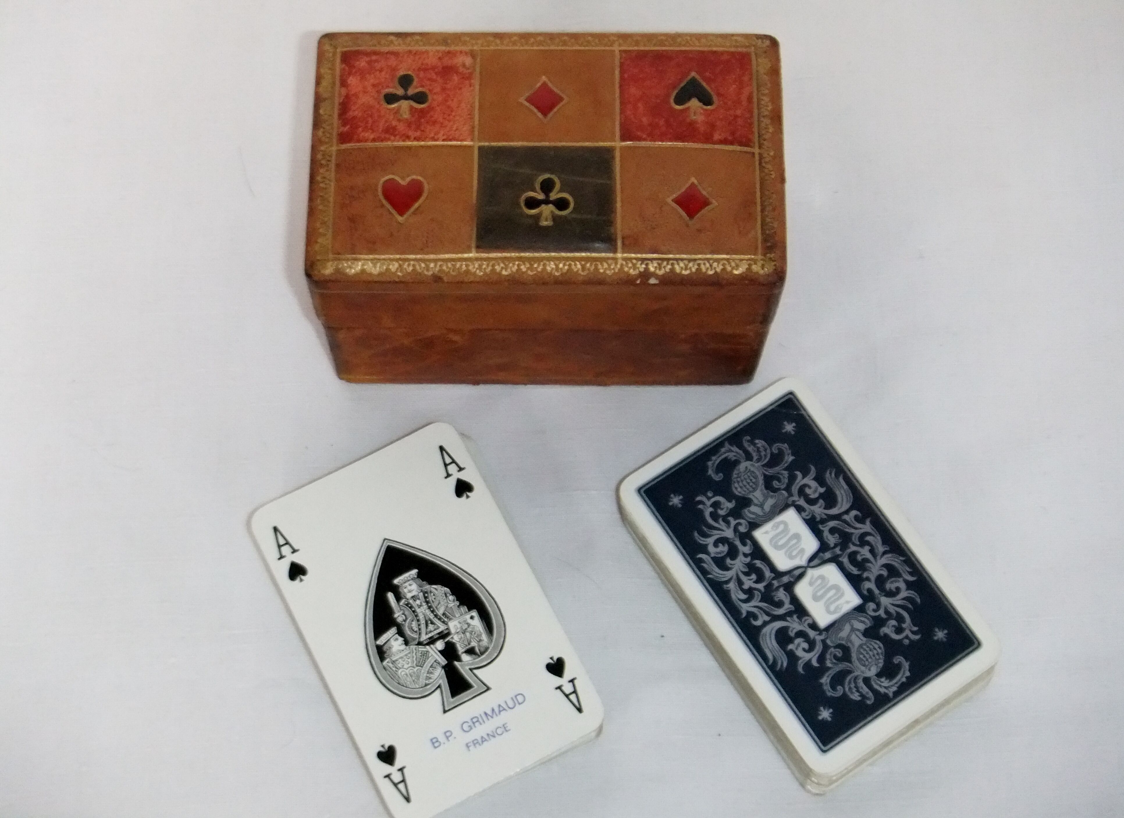 Card game BP Grimaud gilding collection card box leather box bridge