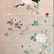 4-panel Japanese screen, 19th century, bird silk embroidery