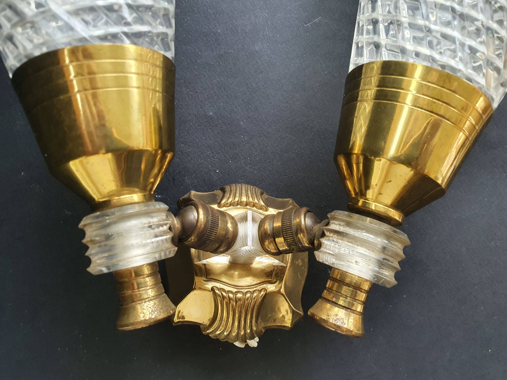 Pair of double light wall sconces from the 1960s.