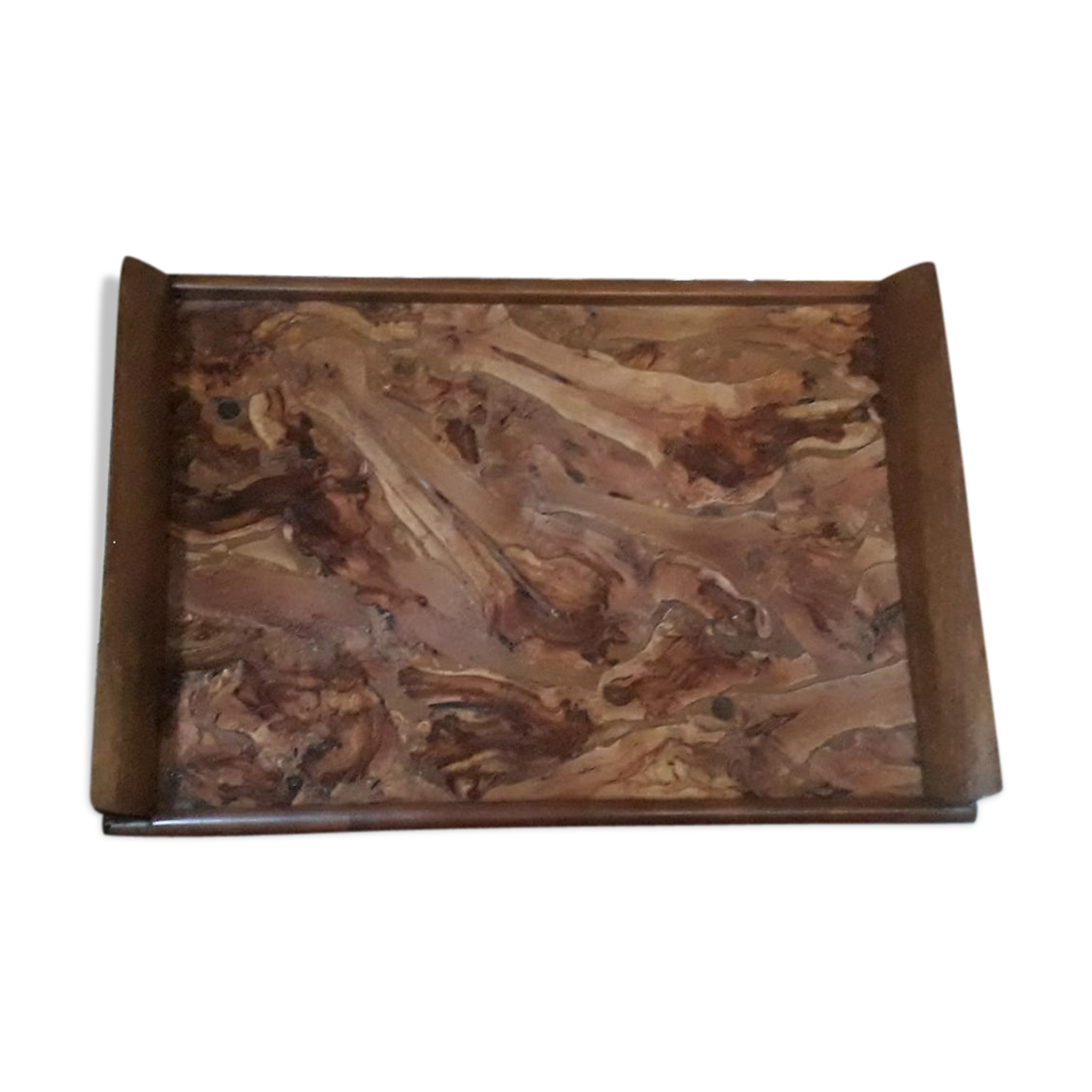 Wood marquetry serving tray