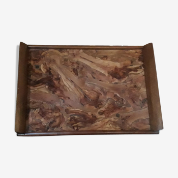 Wood marquetry serving tray