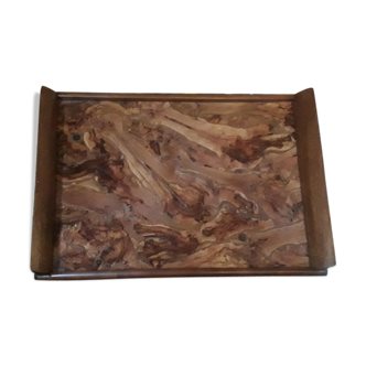 Wood marquetry serving tray