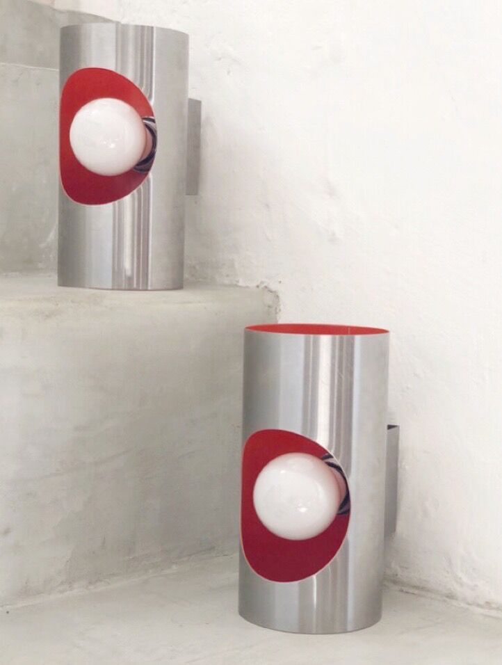 Pair of metal space wall lamps from the 70s.