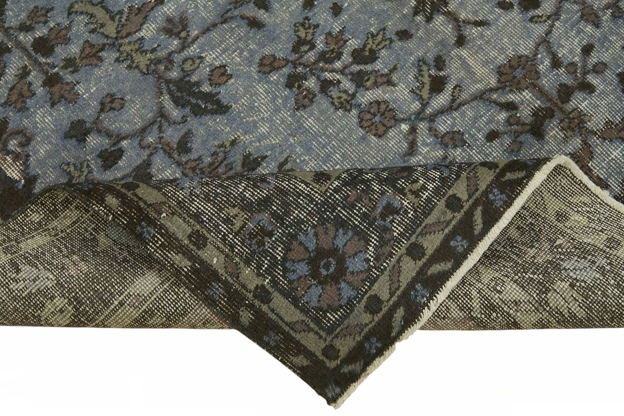 Overdyed Wool Vintage Handmade Carved Rug 172 cm x 267 cm