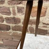 Brutalist rustic tripod farm stool made of vintage wood