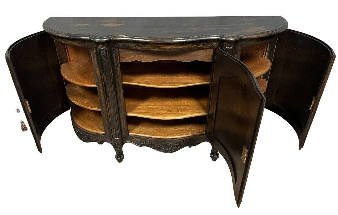 Buffet in a row in lacquered wood and stained wood in Louis XV style.