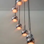 Wortmann & Filz cascade pendant lamp in chrome, Germany 1970