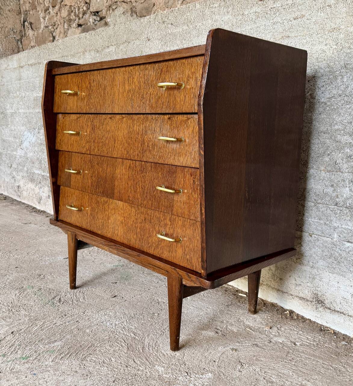 Commode vintage scandinave en bois exotique – 4 tiroirs
