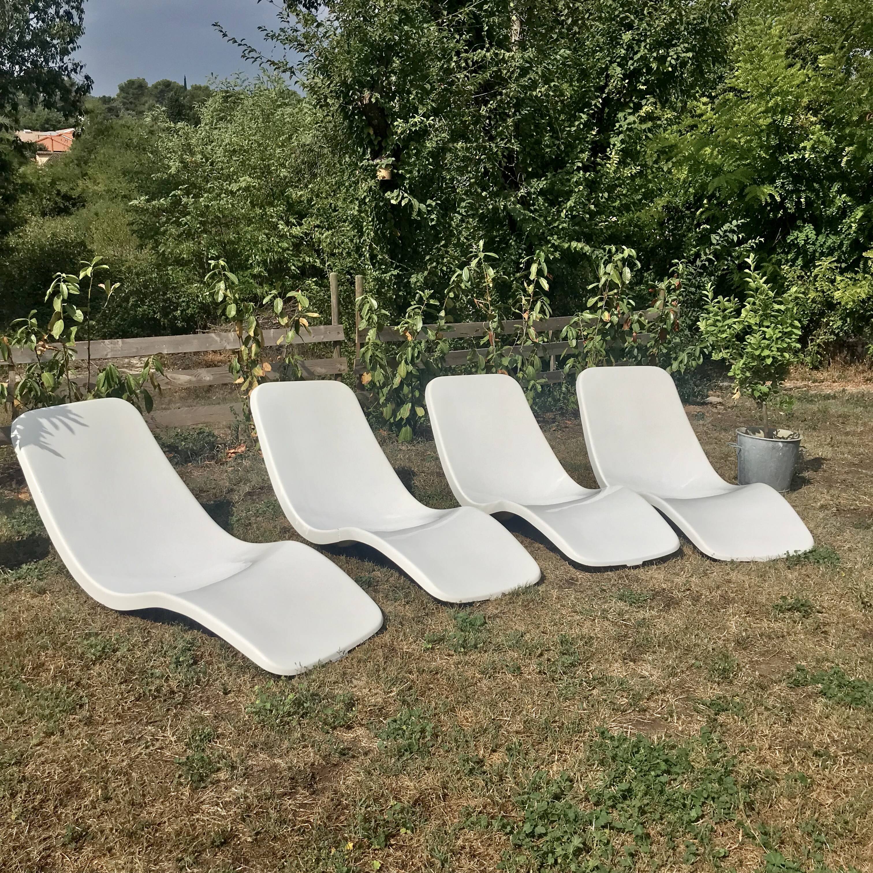 4 Long chairs Charles Zublena Circa 1965