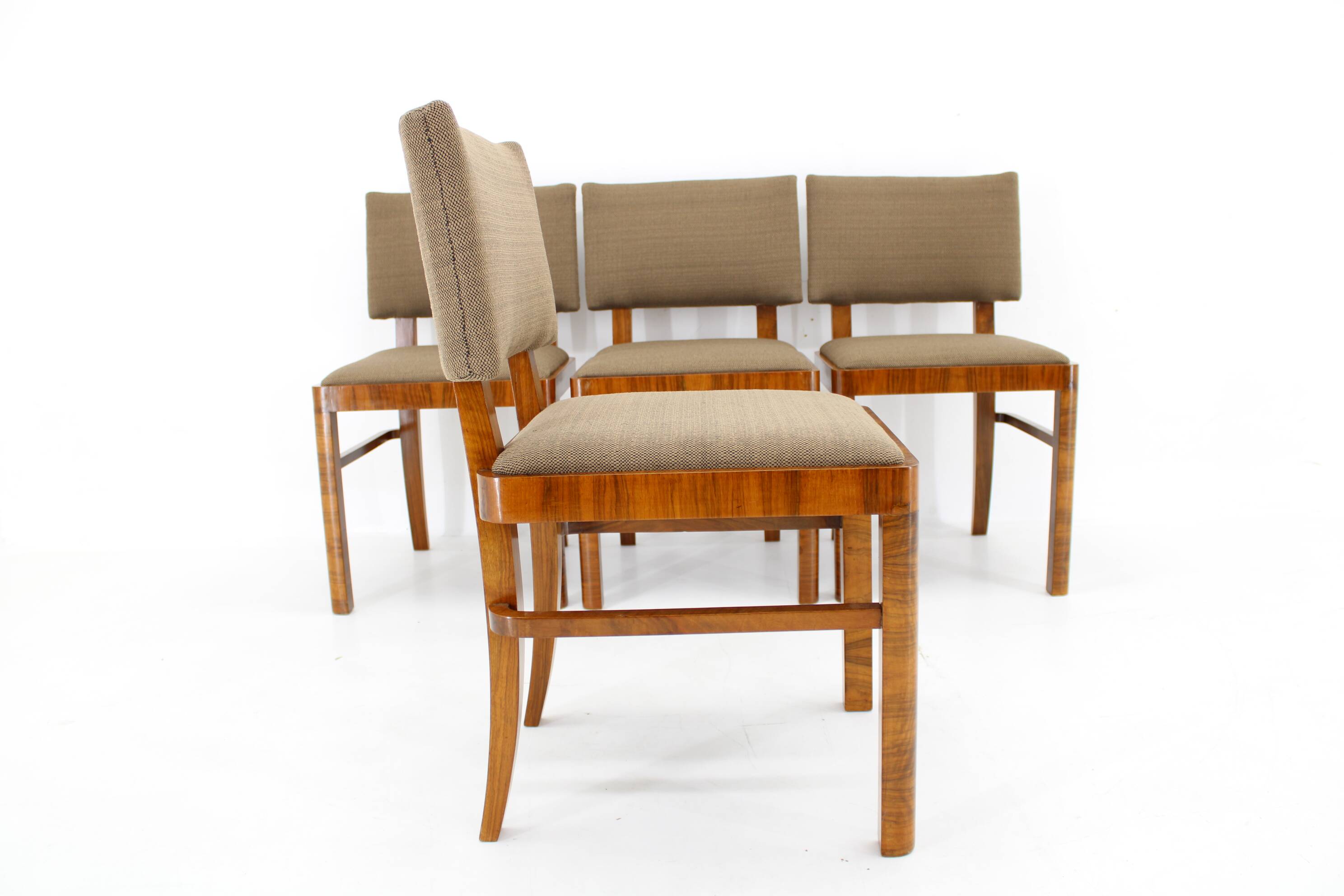 1930s Set of Four Restored Art Deco Dininng Chairs, Czechoslovakia