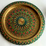 Teapot with its brass tray from the 20th cty, Moroccan craft - diameter 24cm