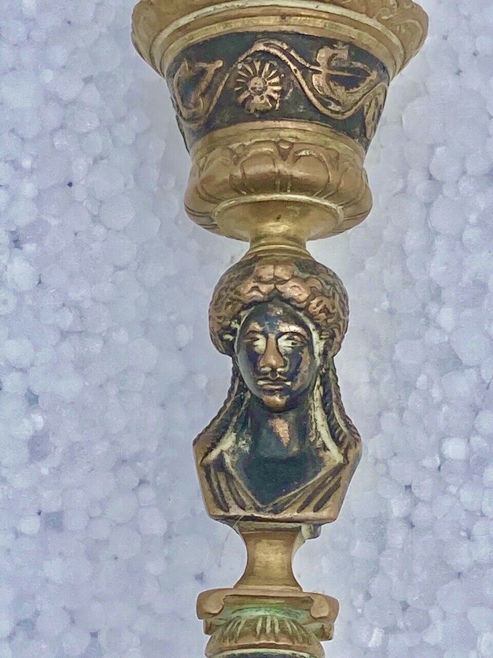 Pair of candlesticks old decor medallion a l antique signed F.Barbedienne