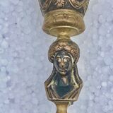 Pair of candlesticks old decor medallion a l antique signed F.Barbedienne