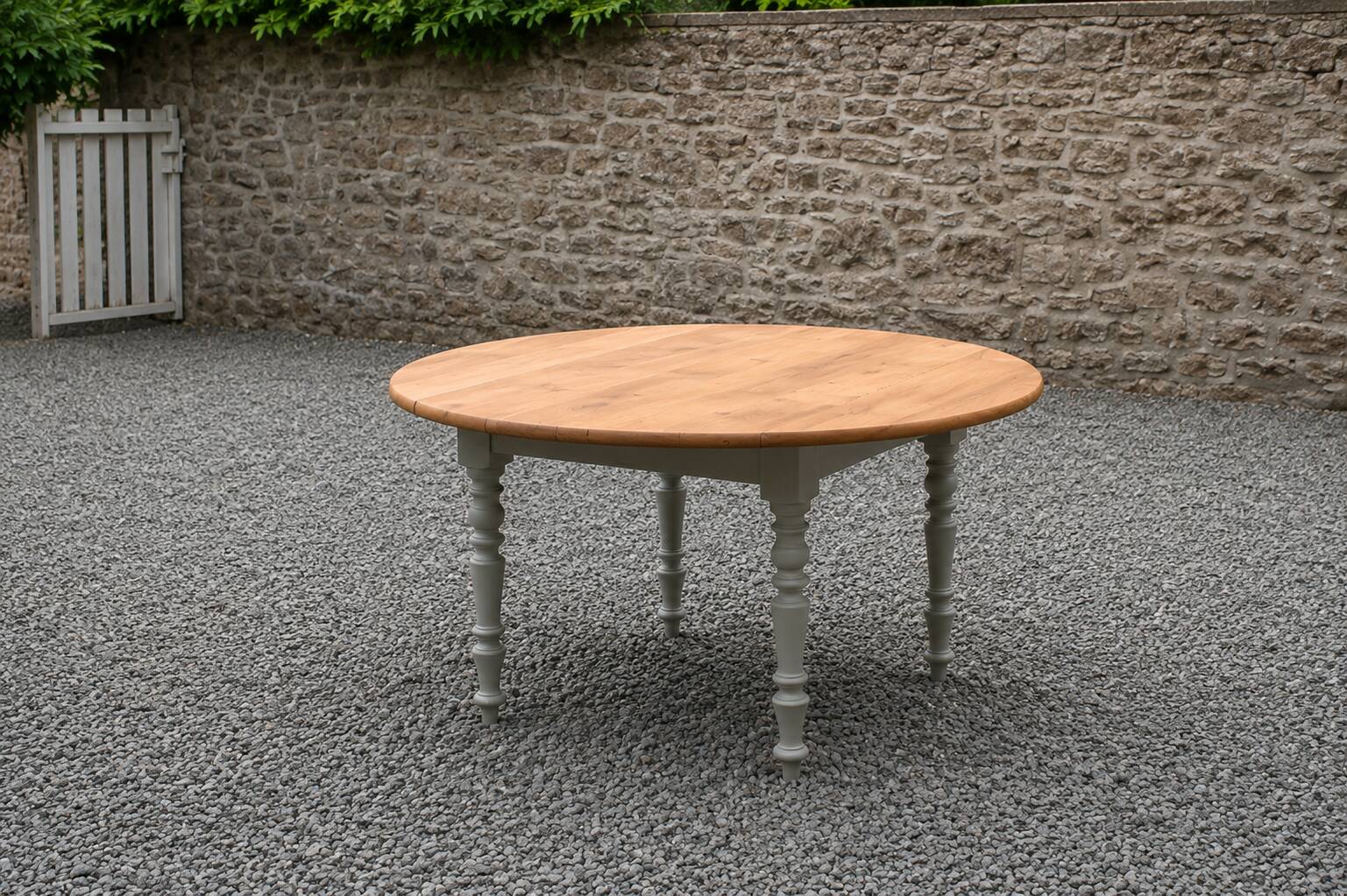 Table de ferme ronde à volets en bois massif – Ø 130 cm