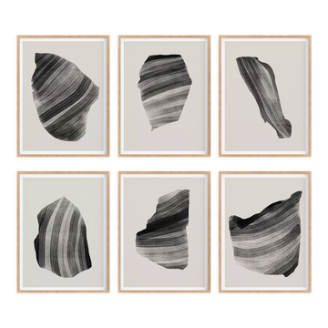 Ensemble encadré de 6 tirages giclées abstraits, A4