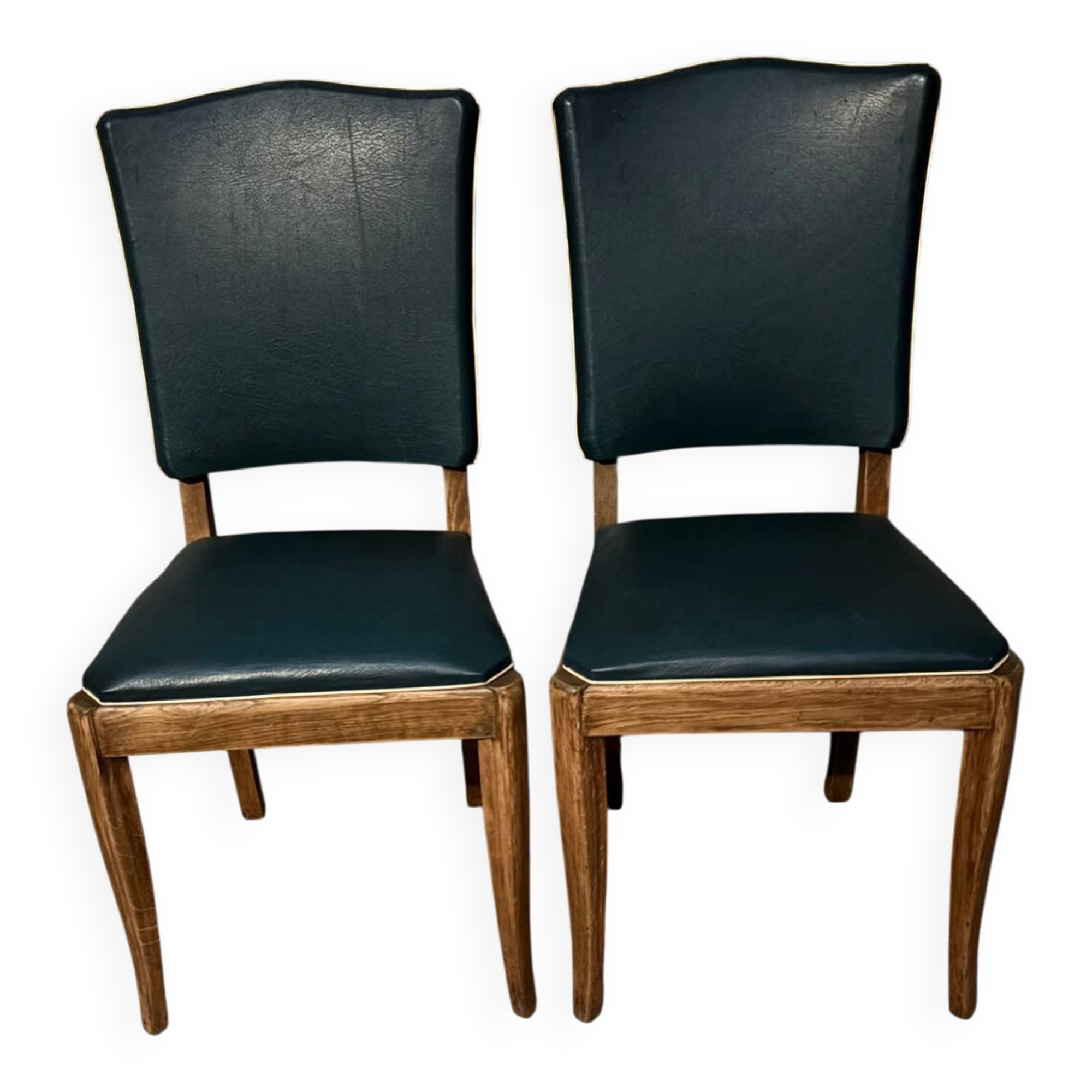 Pair of green vinyl chairs - 1950s
