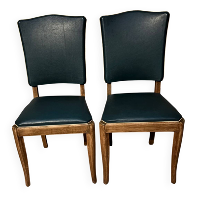 Paire de chaises en Skaï vert - années 50