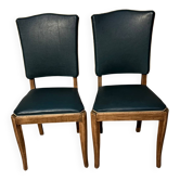 Pair of green vinyl chairs - 1950s