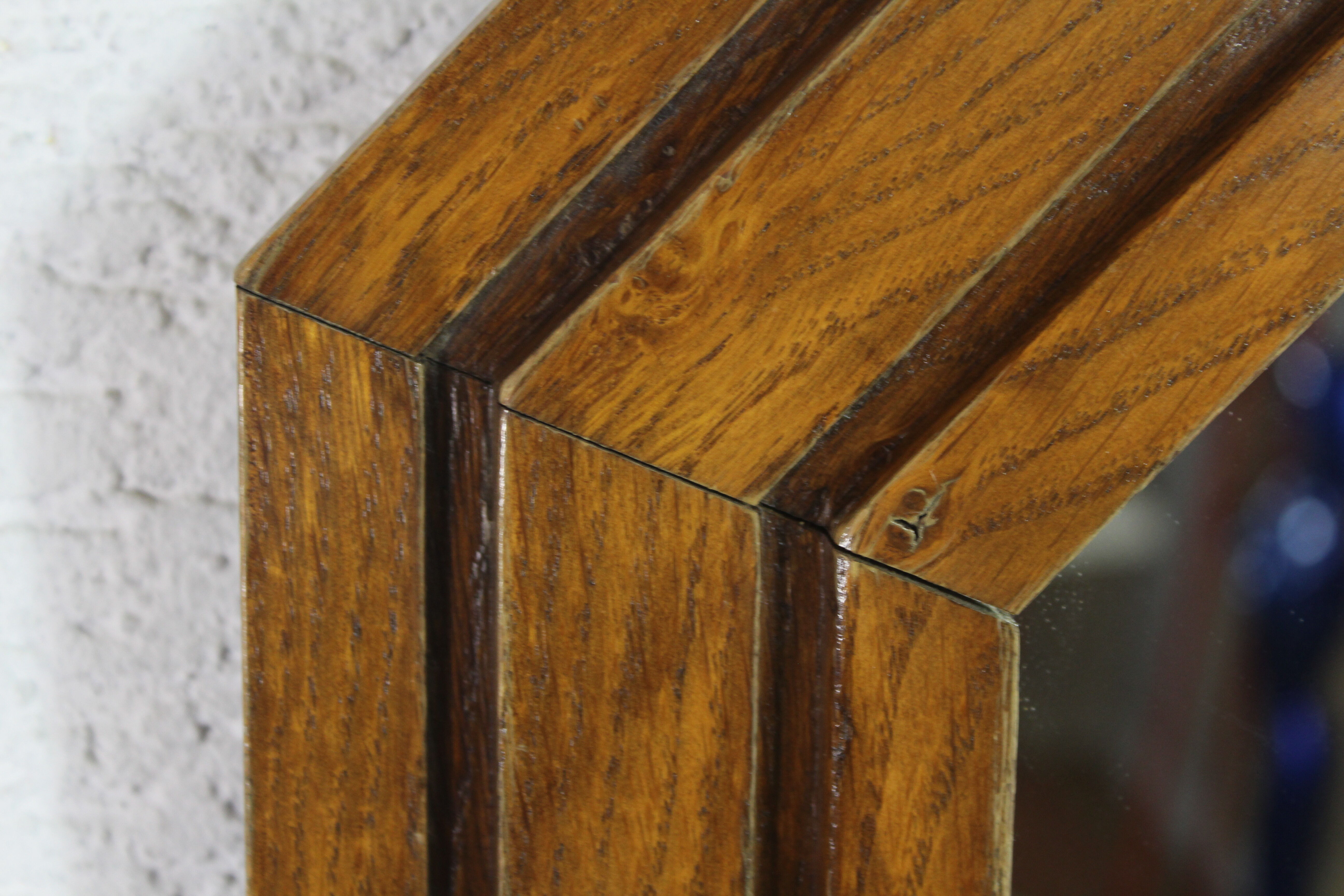 Octagonal oak mirror
