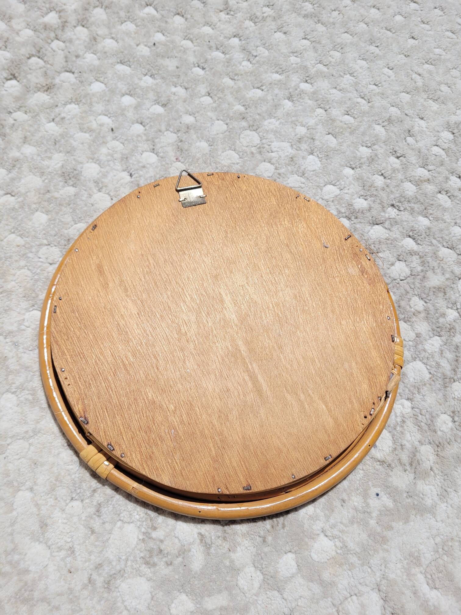 Small round rattan mirror 1970
